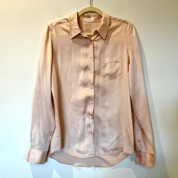 Equipment 100% silk button down peach pink contrast stitch medium - Picture 1 of 8